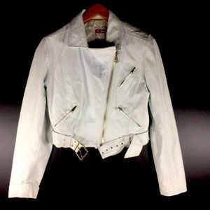 Retro white leather jacket